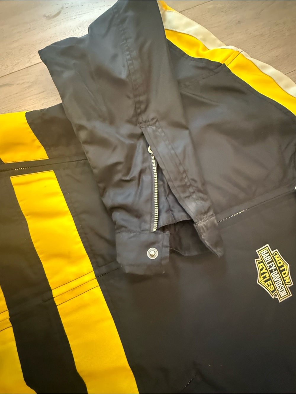 Harley-Davidson Women Black and Yellow Motorcycle Jacket with Reflective Stripes - Picture 3 of 5